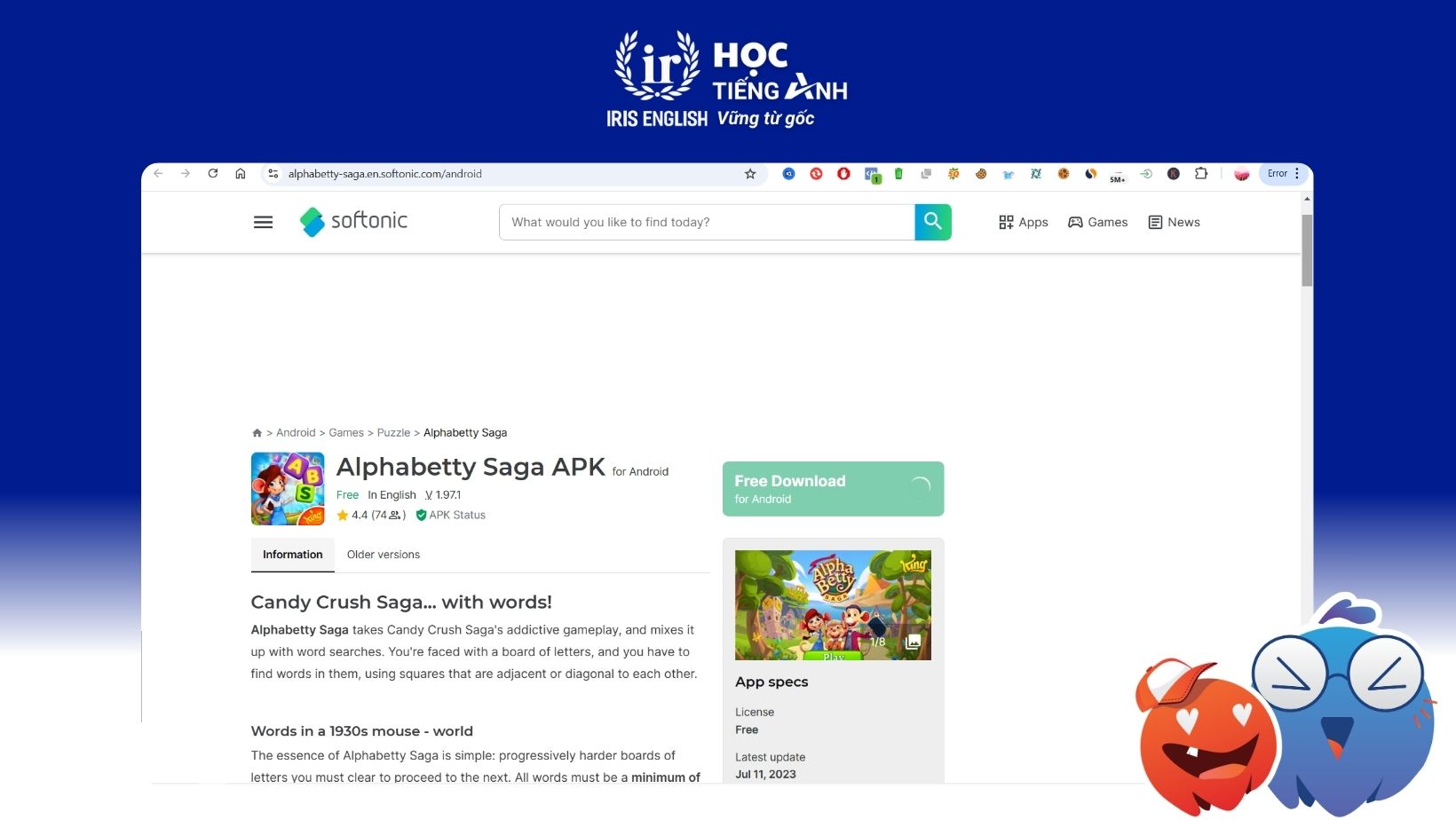 game-hoc-tu-vung-tieng-anh-alphaBetty-saga