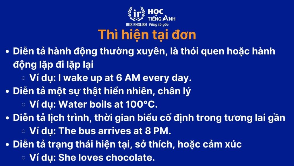 Các thì hiện tại trong tiếng Anh: Công thức, cách dùng, ví dụ