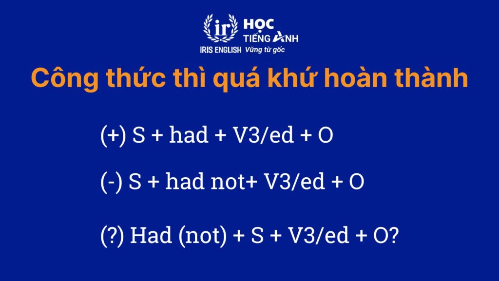 Công thức thì quá khứ hoàn thành
