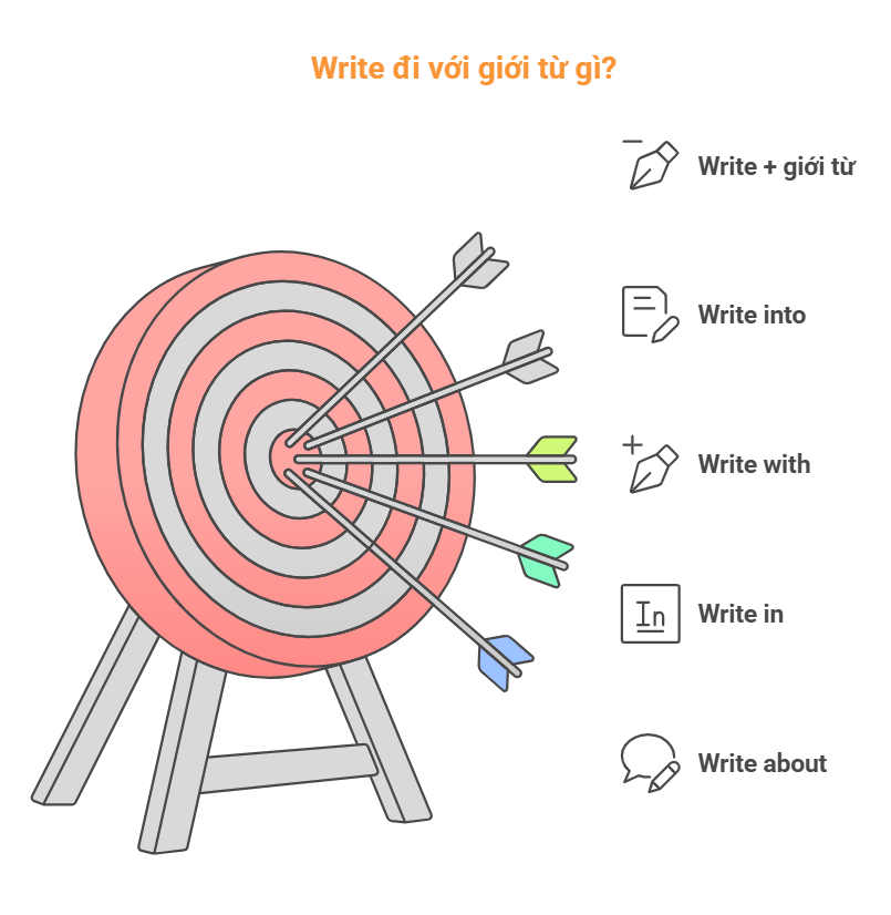 Write đi với giới từ gì