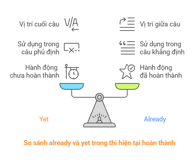 So sánh already và yet trong thì hiện tại hoàn thành - visual selection