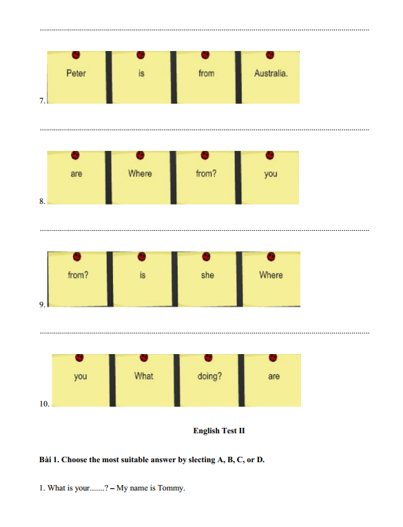 Bài tập ôn hè lớp 4 lên lớp 5 môn tiếng Anh (PDF tải xuống)