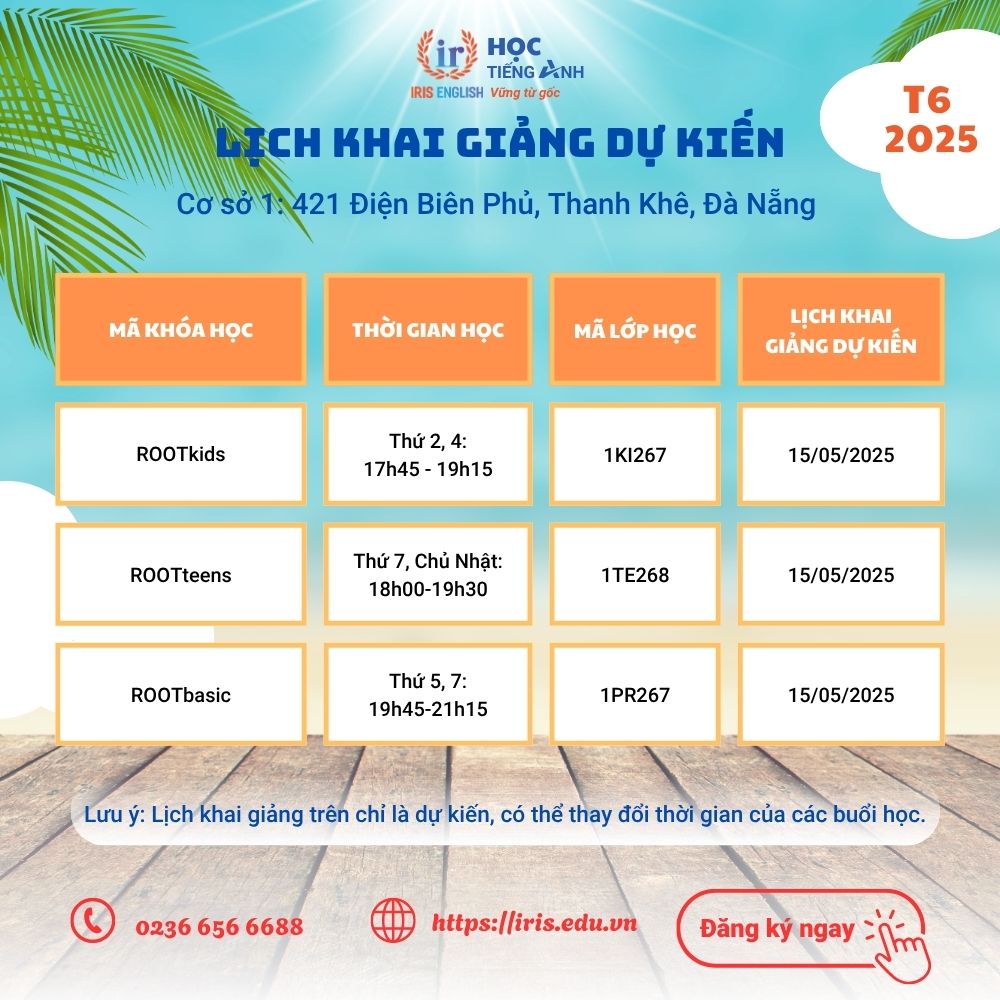 Lịch khai giảng dự kiến tháng 6/2025 tại cơ sở 1