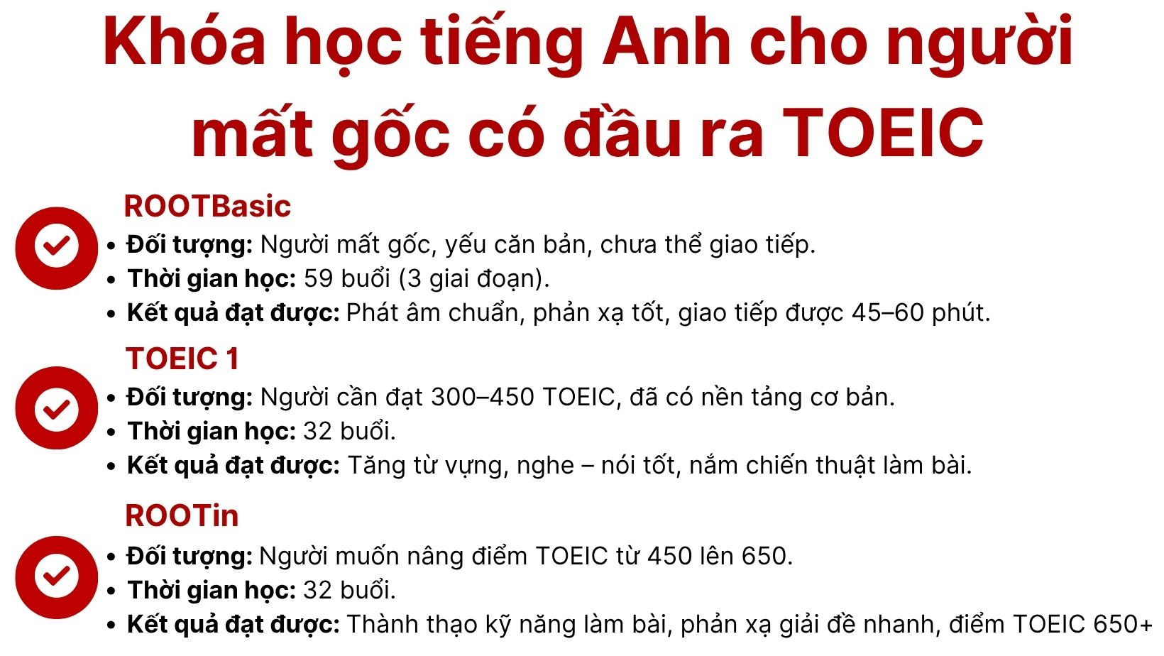 Khóa học tiếng Anh cho người mất gốc có đầu ra TOEIC