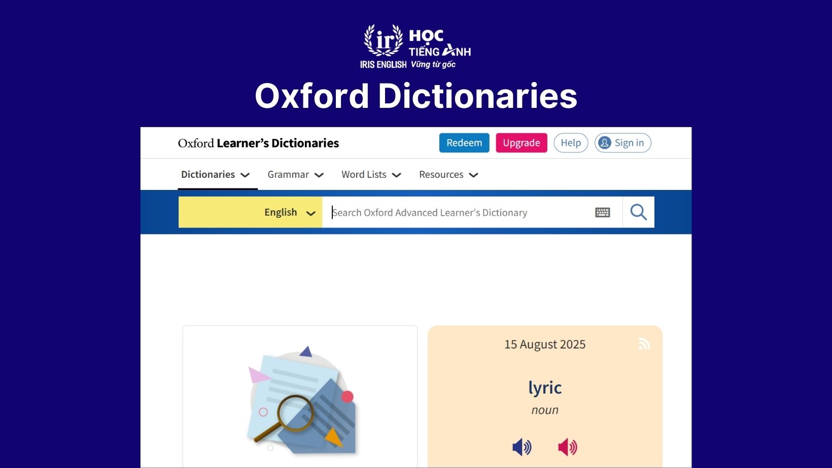 Web tra từ điển tiếng Anh - Oxford Dictionaries