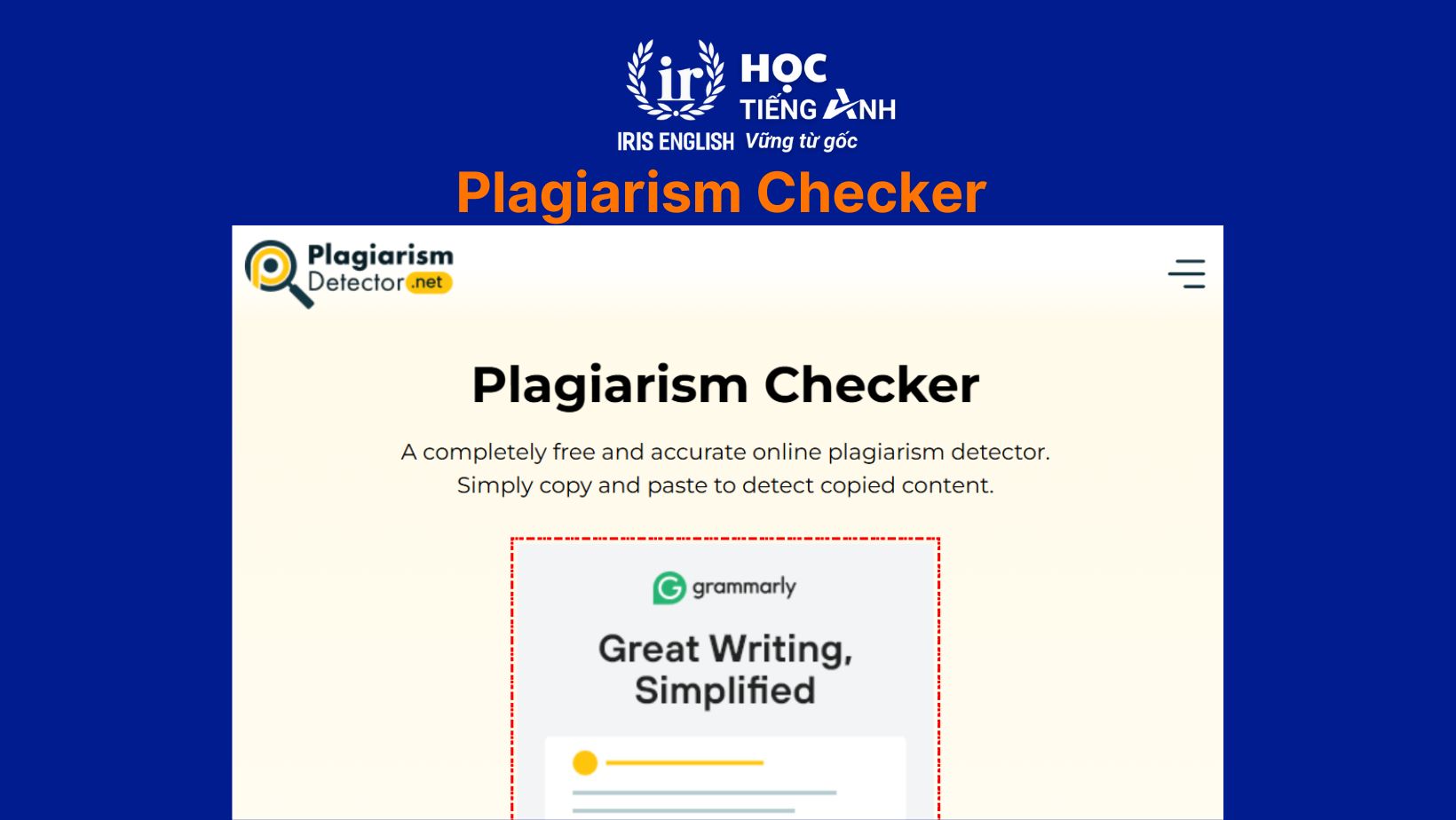 Web viết lại câu tiếng Anh - Plagiarism Checker